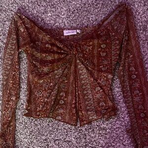 Elegant Burgundy Floral Women's Blouse